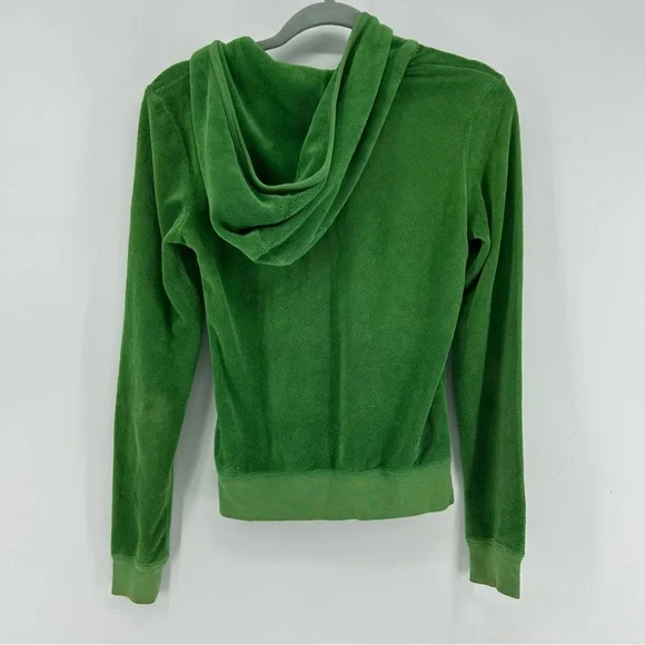 Juicy Couture Terry Cloth Full Zip Hoodie Women's M Green Y2K Jacket Vintage - Picture 7 of 11